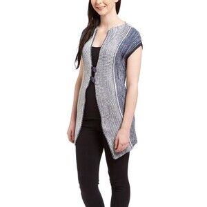 NICOLE SABBATTINI Navy‎ White Knit Vest Women's Medium Sleeveless Sweater